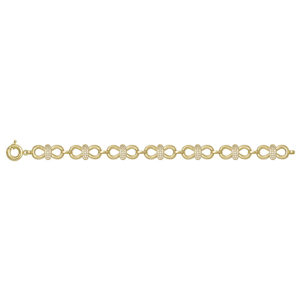 Solid gold fancy link bracelet, 10.42 g — shown square on a plain background.