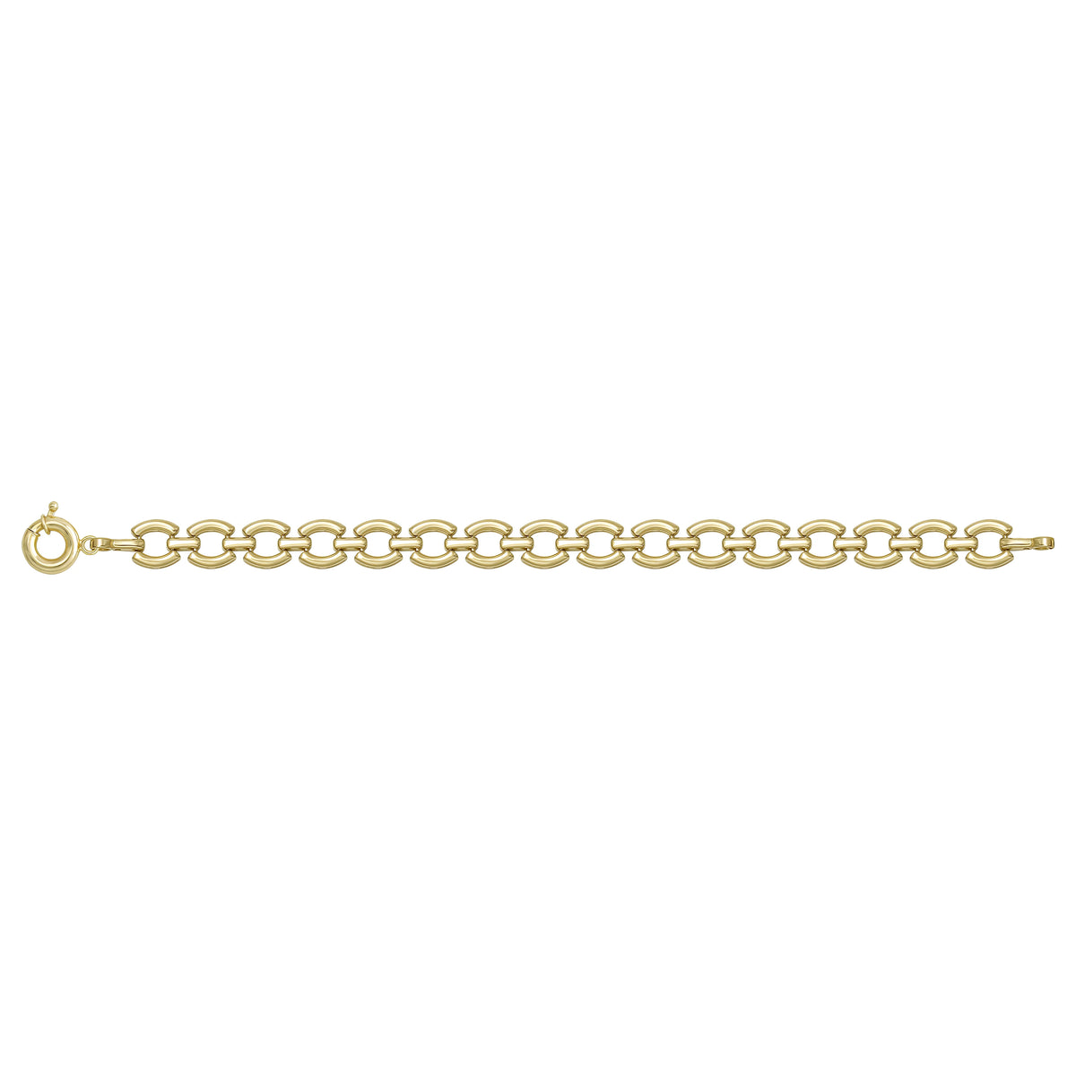 Solid gold fancy link bracelet, 10.90 g — shown square on a plain background.