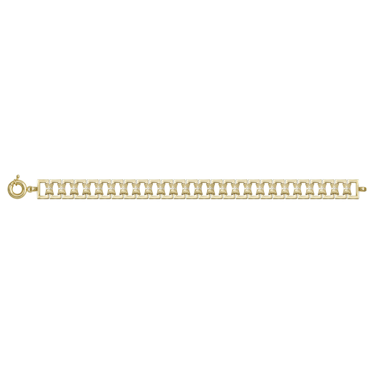 Solid gold fancy link bracelet, 15.16 g — shown square on a plain background.
