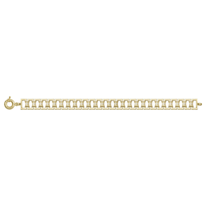 Solid gold fancy link bracelet, 15.16 g — shown square on a plain background.