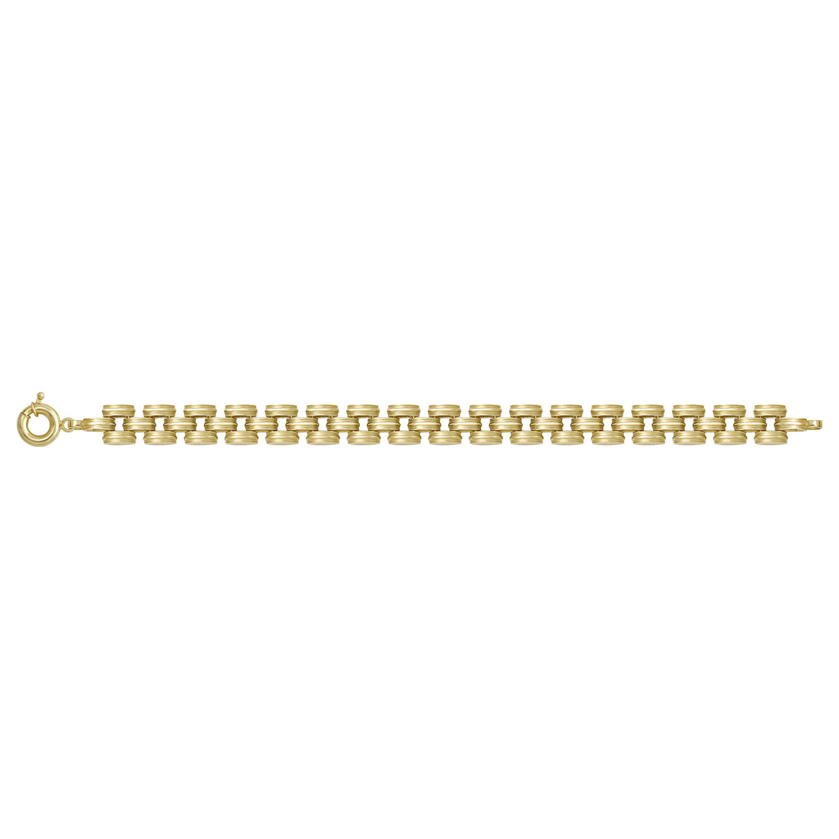 Solid gold bar link bracelet, 17.22 g — shown square on a plain background.