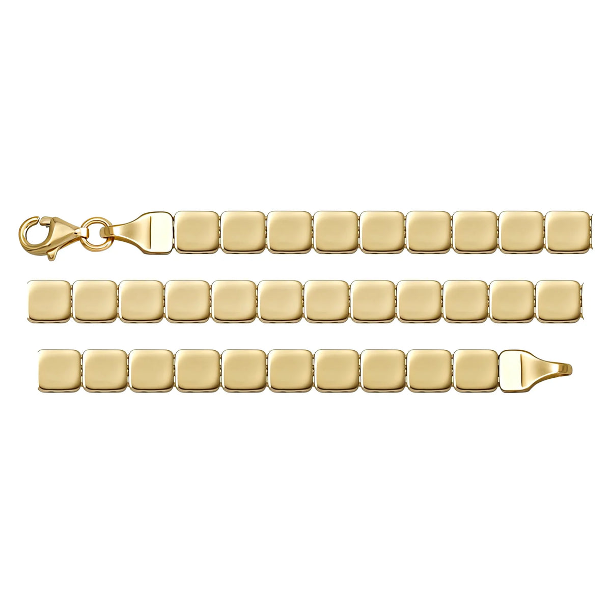 Solid gold id bracelet, 5.60 g — shown in three rows across the frame.