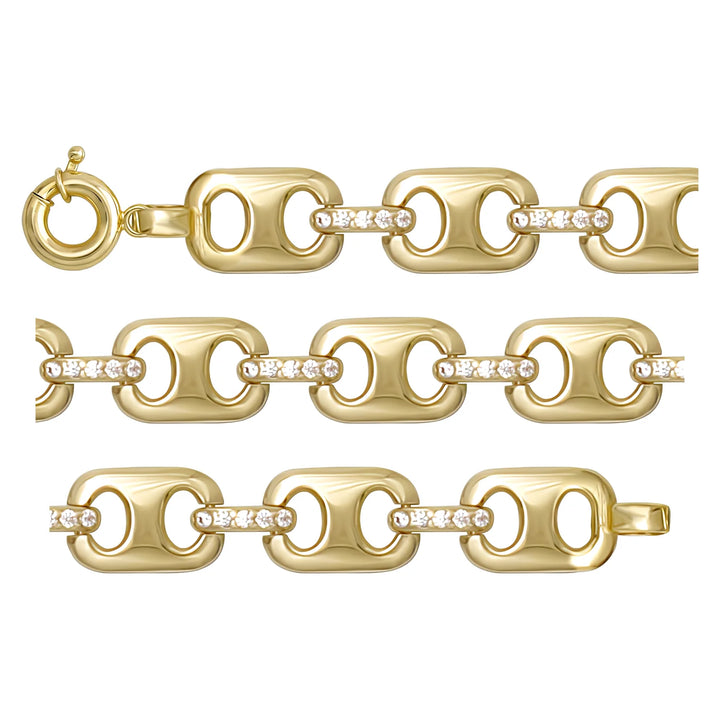 Solid gold mariner bracelet, 10.65 g — shown in three rows across the frame.