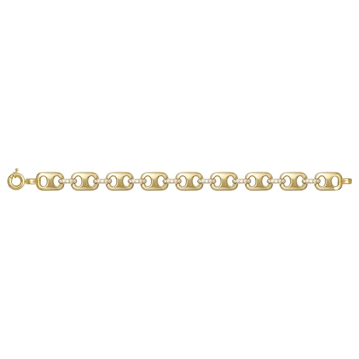Solid gold mariner bracelet, 10.65 g — shown square on a plain background.