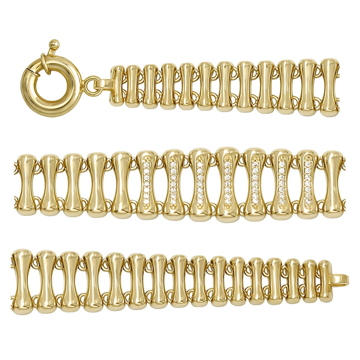 Solid gold bar link bracelet, 19.70 g — shown in three rows across the frame.