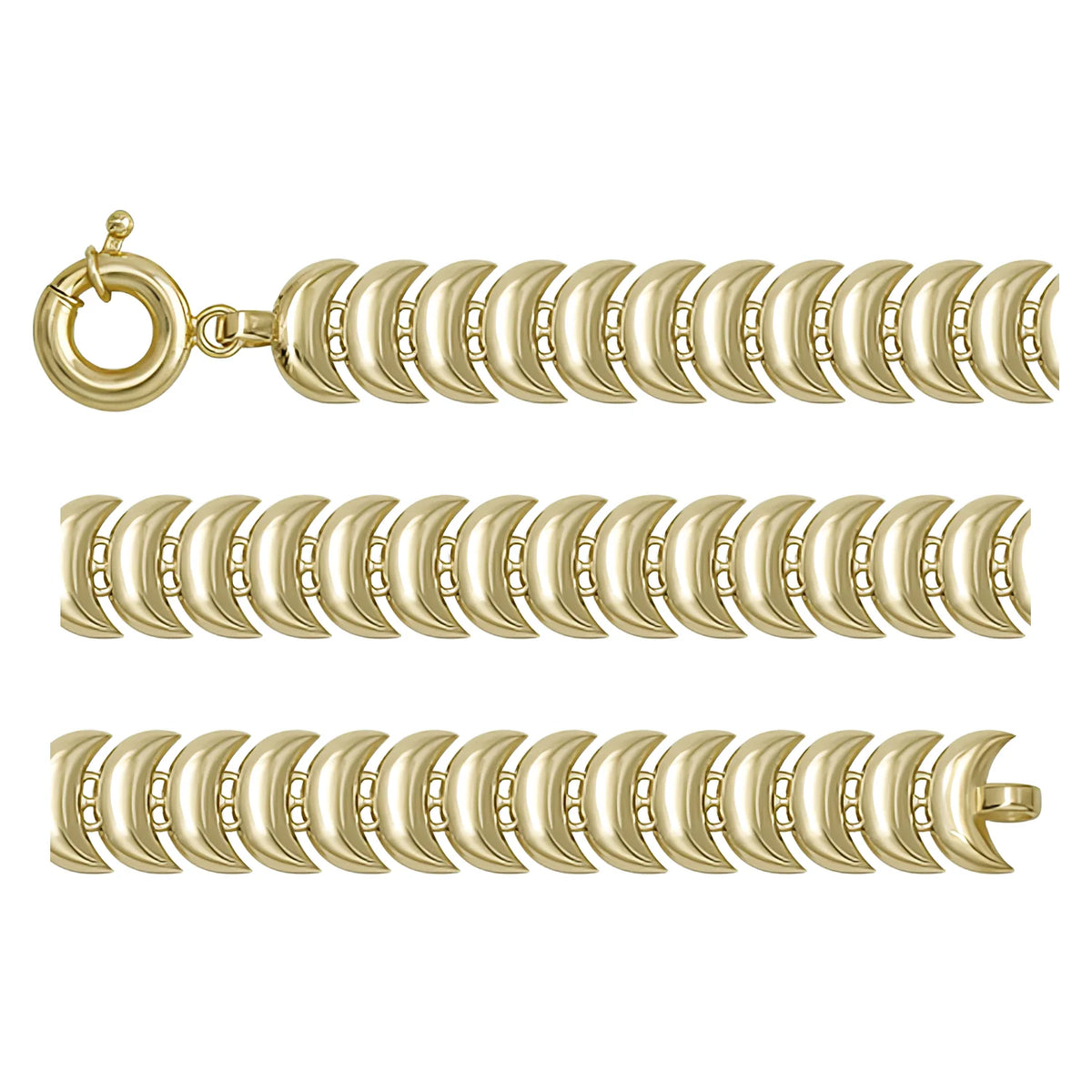 Solid gold bead bracelet, 10.20 g — shown in three rows across the frame.