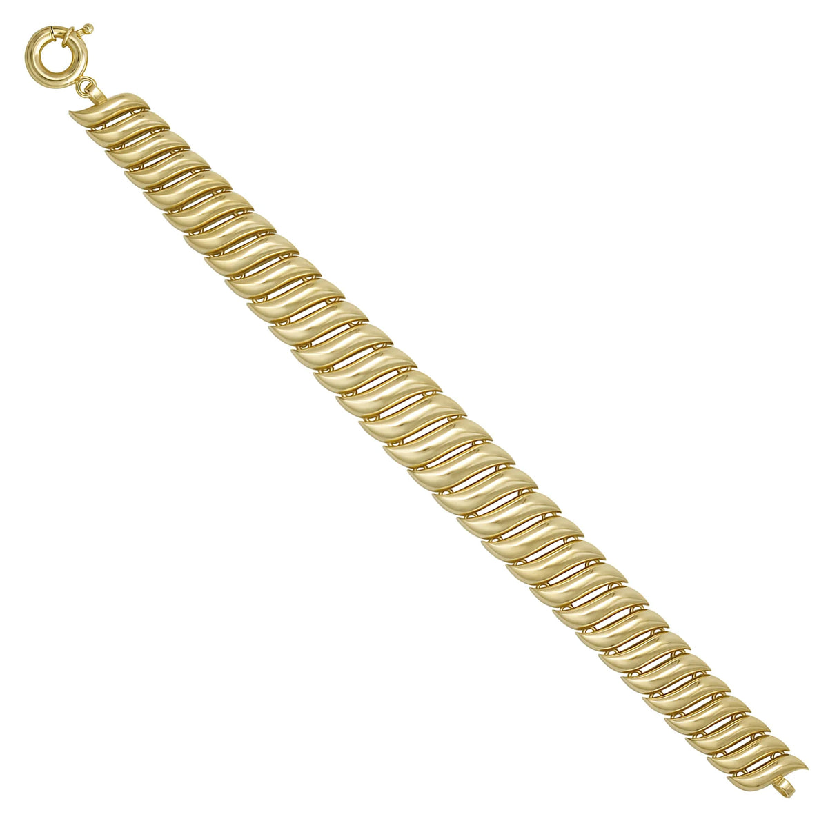 Solid gold braided bracelet, 21.17 g — shown at an angle across the frame.
