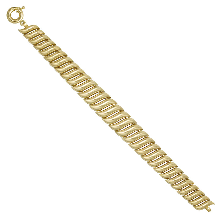 Solid gold braided bracelet, 21.17 g — shown at an angle across the frame.