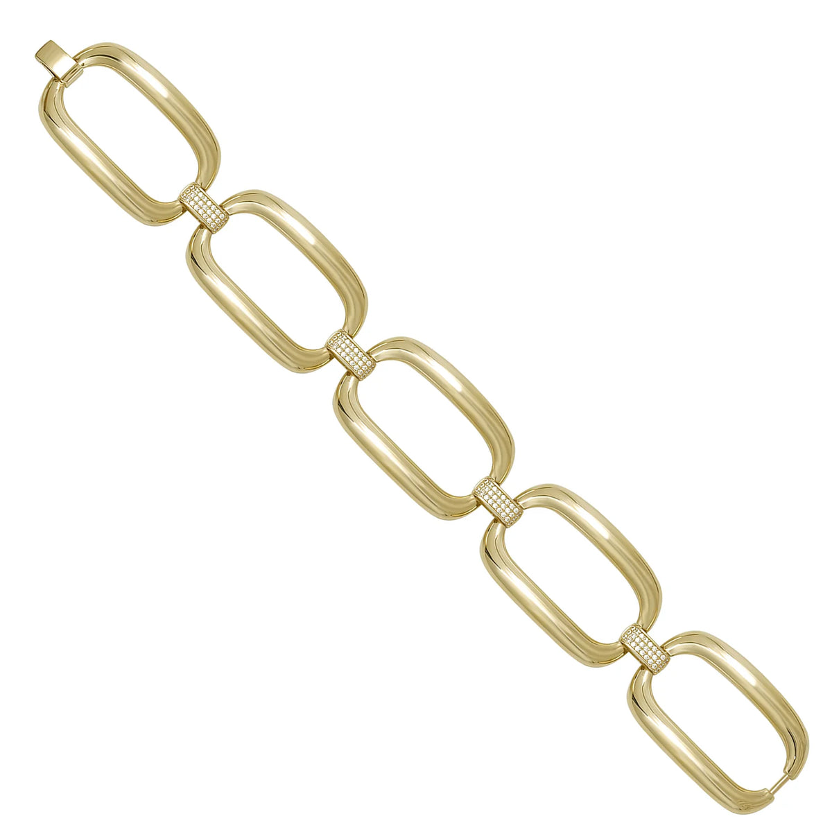 Solid gold fancy link bracelet, 22.43 g — shown at an angle across the frame.