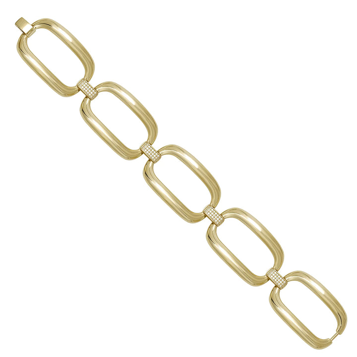 Solid gold fancy link bracelet, 22.43 g — shown at an angle across the frame.