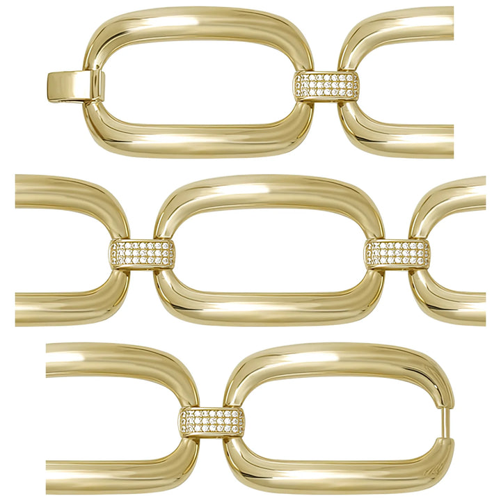 Solid gold fancy link bracelet, 22.43 g — shown in three rows across the frame.