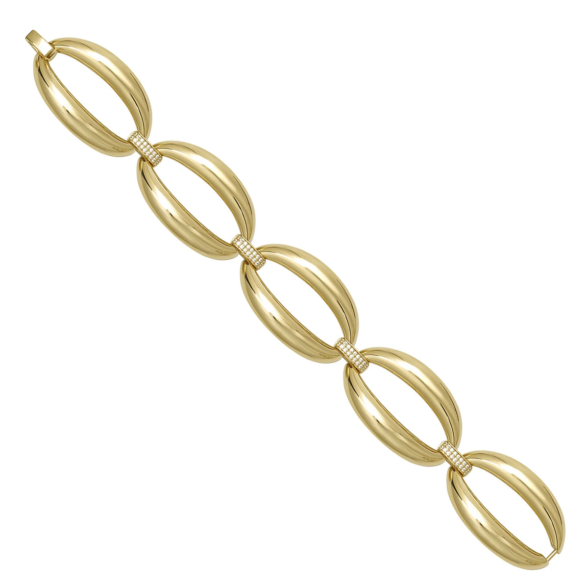 Solid gold fancy link bracelet, 18.95 g — shown at an angle across the frame.