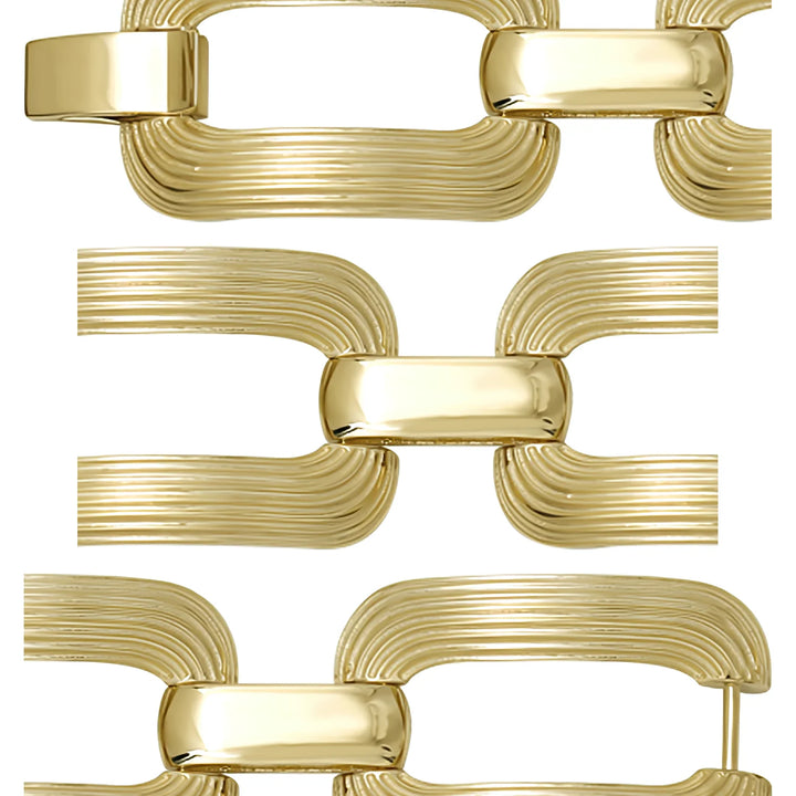 Solid gold fancy link bracelet, 47.90 g — shown in three rows across the frame.