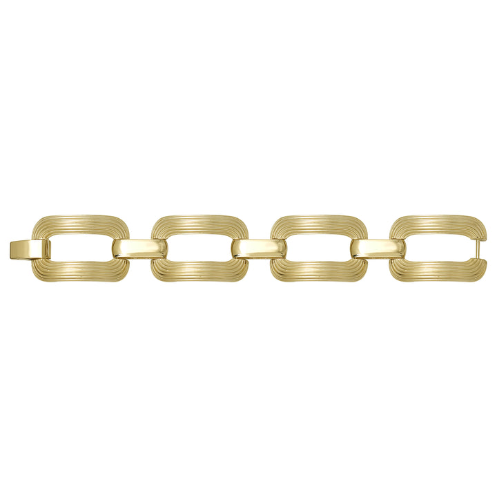 Solid gold fancy link bracelet, 47.90 g — shown square on a plain background.