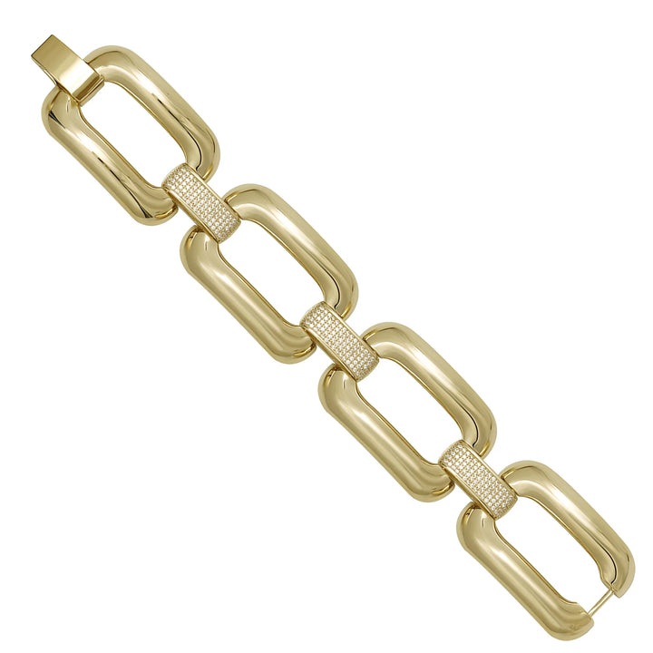 Solid gold fancy link bracelet, 35.55 g — shown at an angle across the frame.