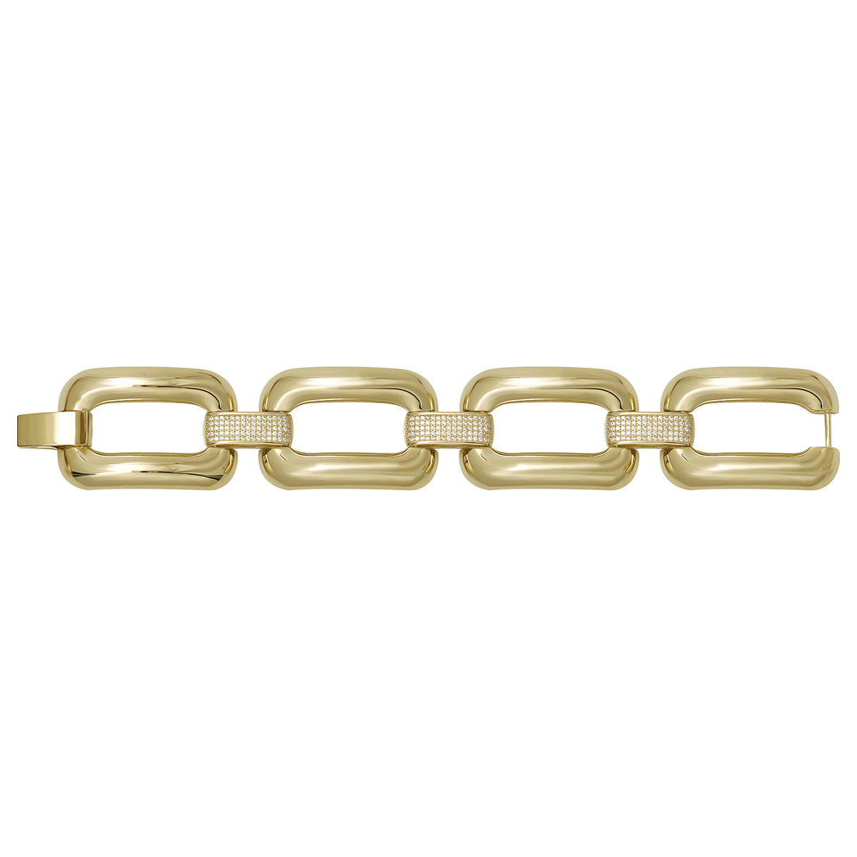 Solid gold fancy link bracelet, 35.55 g — shown square on a plain background.