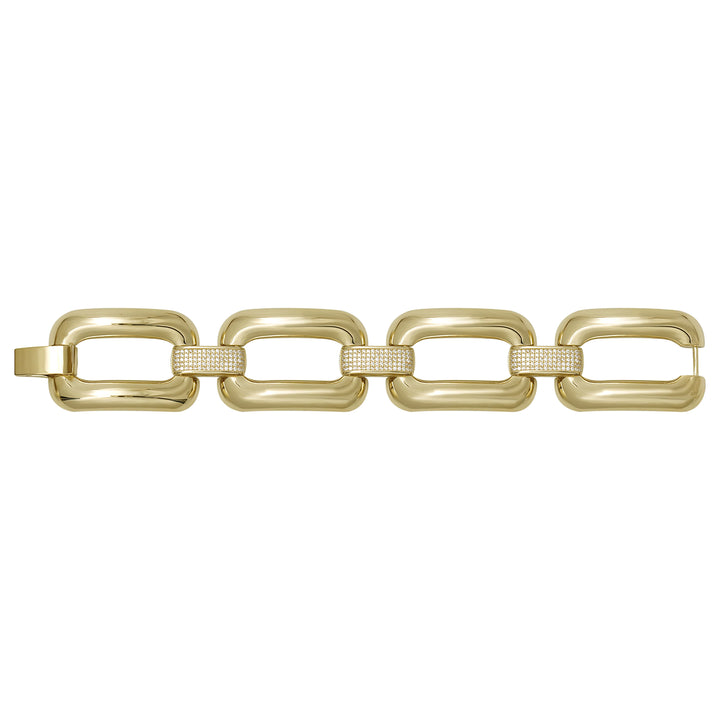 Solid gold fancy link bracelet, 35.55 g — shown square on a plain background.