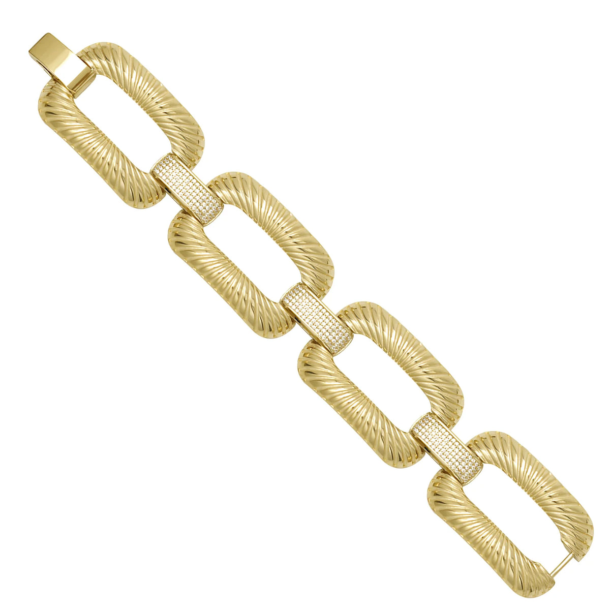 Solid gold fancy link bracelet, 47.07 g — shown at an angle across the frame.