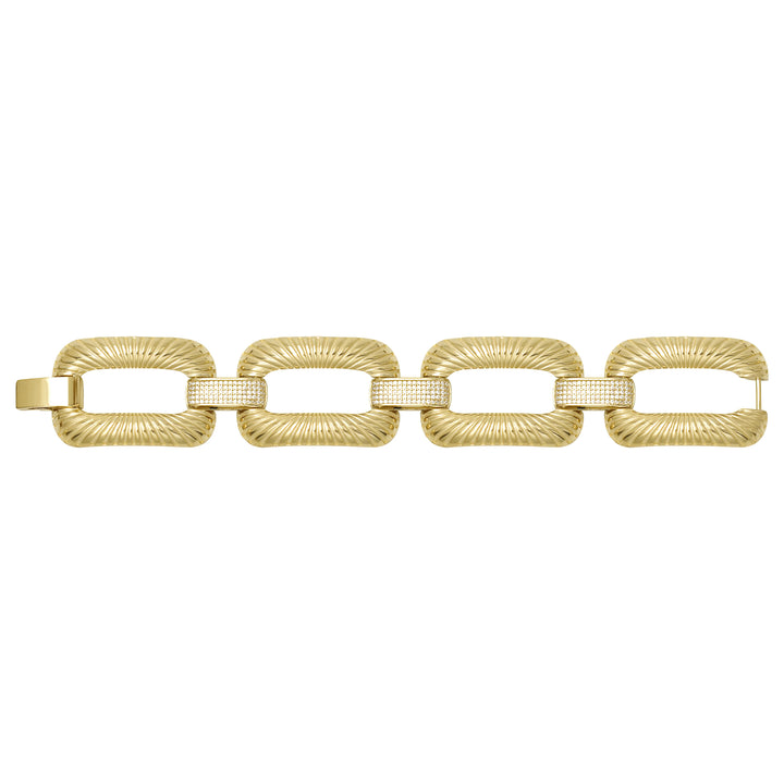 Solid gold fancy link bracelet, 47.07 g — shown square on a plain background.