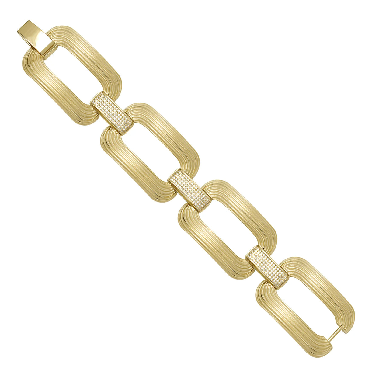 Solid gold fancy link bracelet, 50.09 g — shown at an angle across the frame.