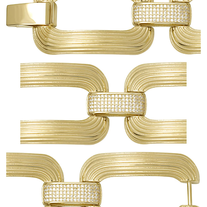 Solid gold fancy link bracelet, 50.09 g — shown in three rows across the frame.