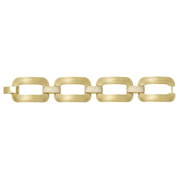 Solid gold fancy link bracelet, 50.09 g — shown square on a plain background.