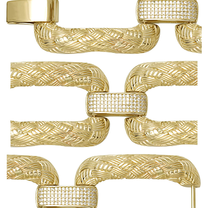Solid gold fancy link bracelet, 41.07 g — shown in three rows across the frame.