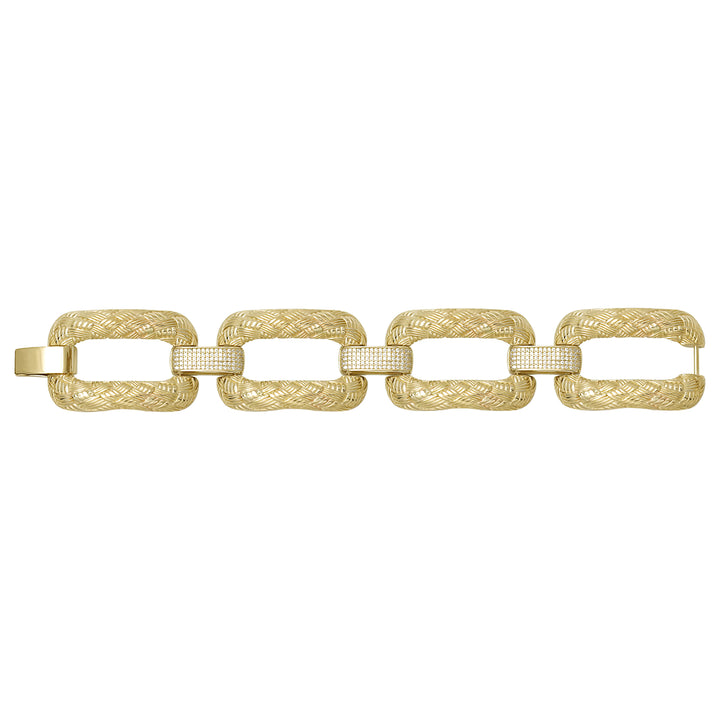 Solid gold fancy link bracelet, 41.07 g — shown square on a plain background.