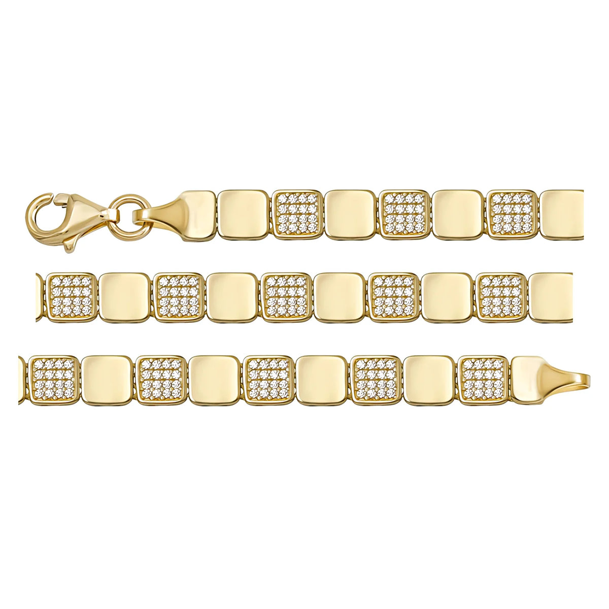 Solid gold id bracelet, 12.00 g — shown in three rows across the frame.
