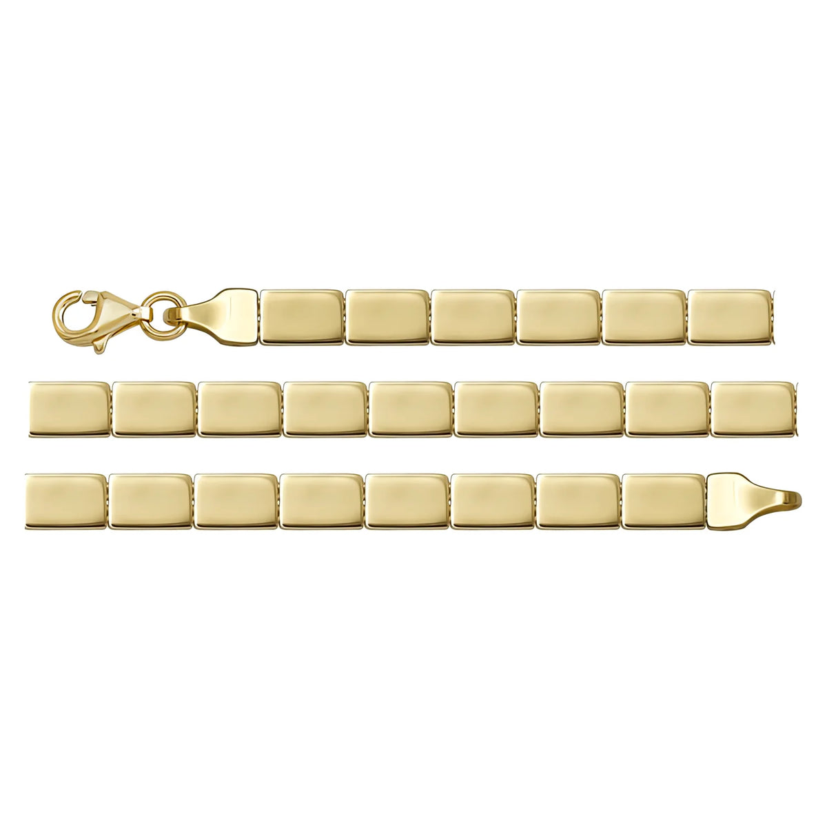 Solid gold id bracelet, 6.15 g — shown in three rows across the frame.