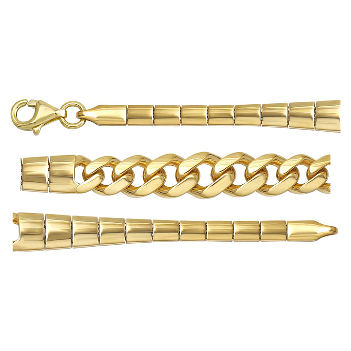 Solid gold curb bracelet, 12.50 g — shown in three rows across the frame.