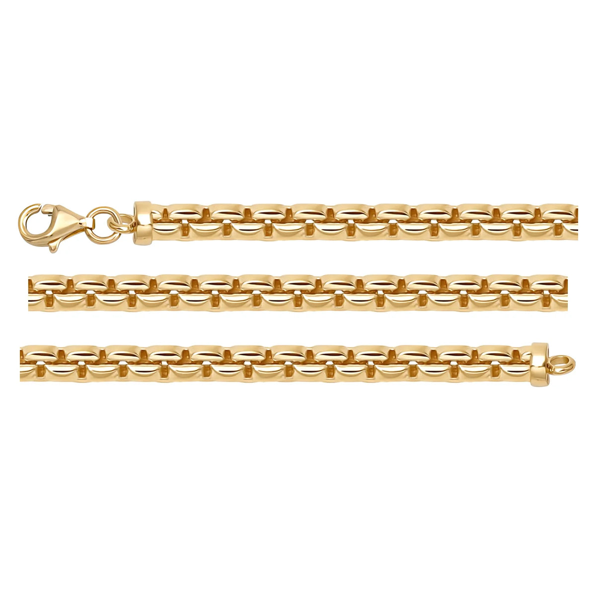 Solid gold braided bracelet, 8.10 g — shown in three rows across the frame.