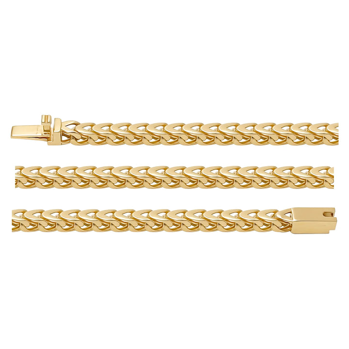 Solid gold braided bracelet, 9.45 g — shown in three rows across the frame.
