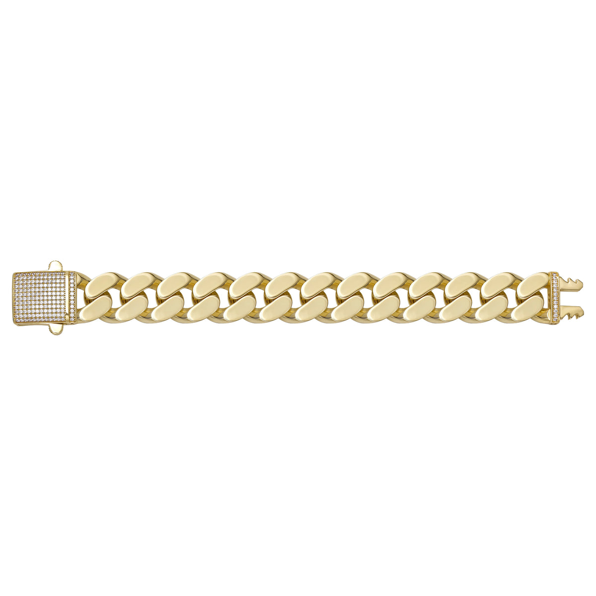 Solid gold curb bracelet, 57.35 g — shown square on a plain background.