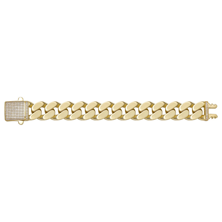 Solid gold curb bracelet, 57.35 g — shown square on a plain background.