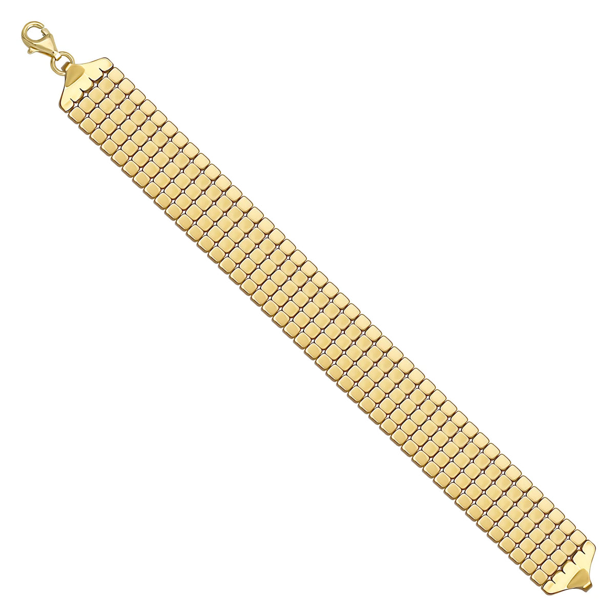 Solid gold brick link bracelet, 20.82 g — shown at an angle across the frame.