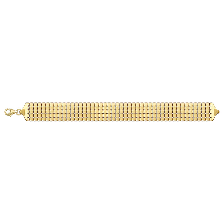 Solid gold brick link bracelet, 20.82 g — shown square on a plain background.