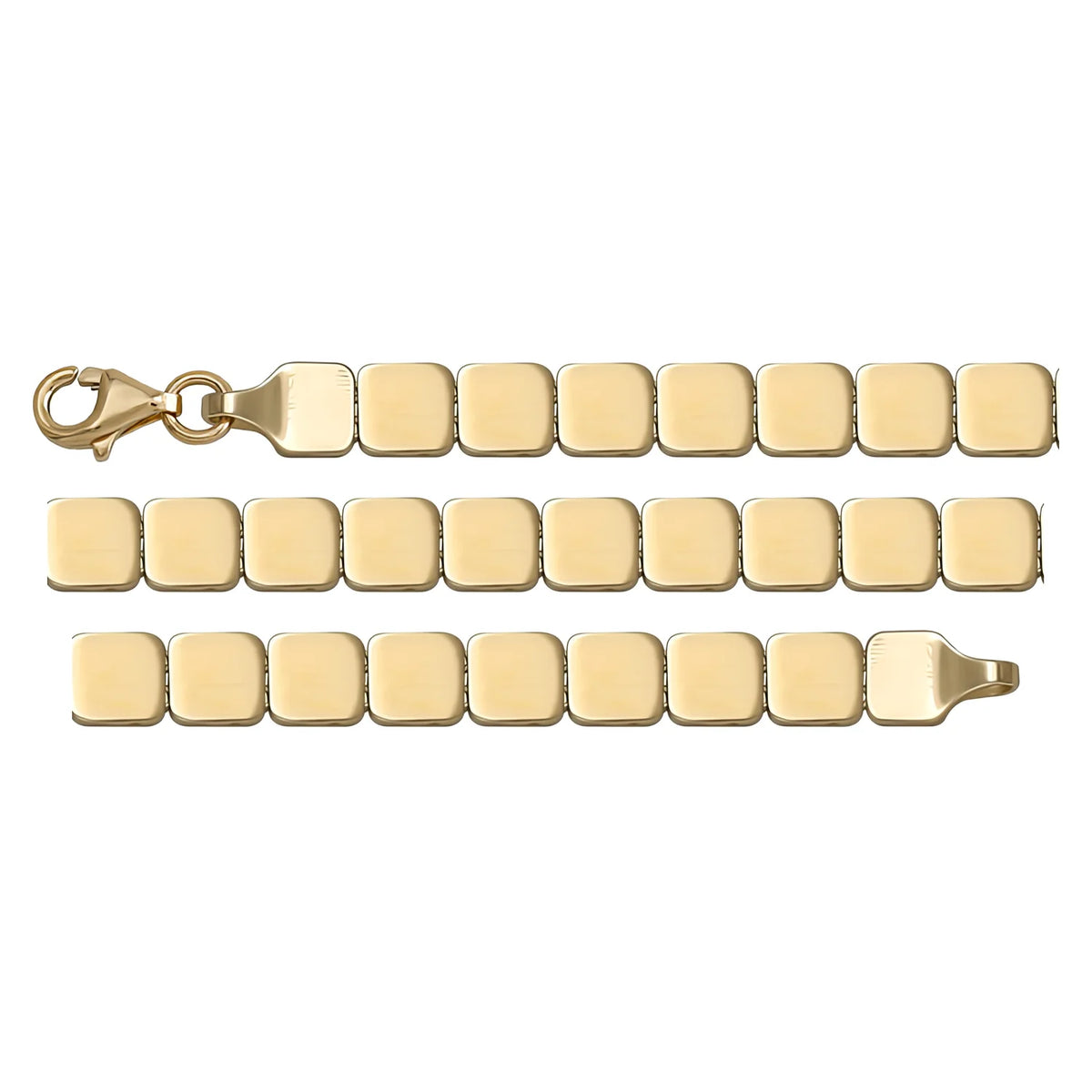Solid gold id bracelet, 7.21 g — shown in three rows across the frame.