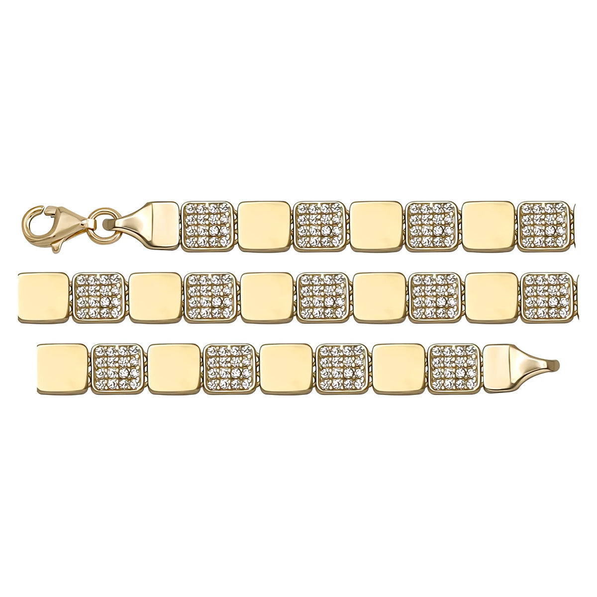 Solid gold id bracelet, 7.45 g — shown in three rows across the frame.