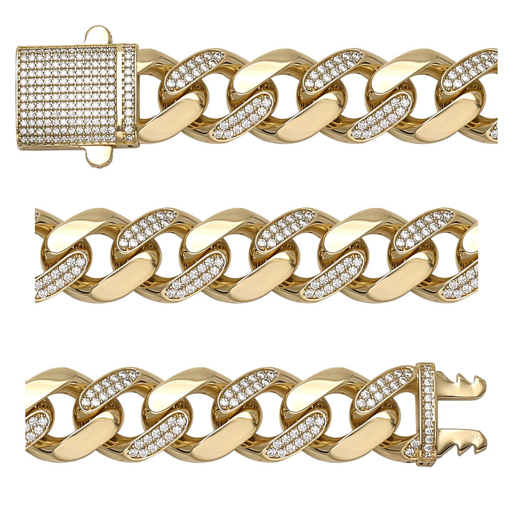 Solid gold curb bracelet, 30.35 g — shown in three rows across the frame.