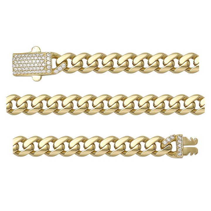 Solid gold curb bracelet, 8.61 g — shown in three rows across the frame.