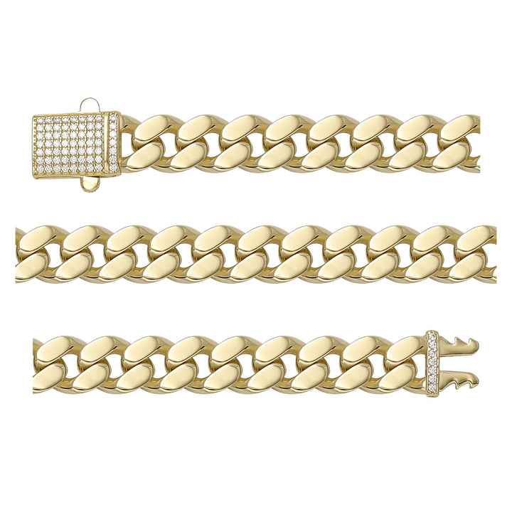 Solid gold curb bracelet, 14.95 g — shown in three rows across the frame.