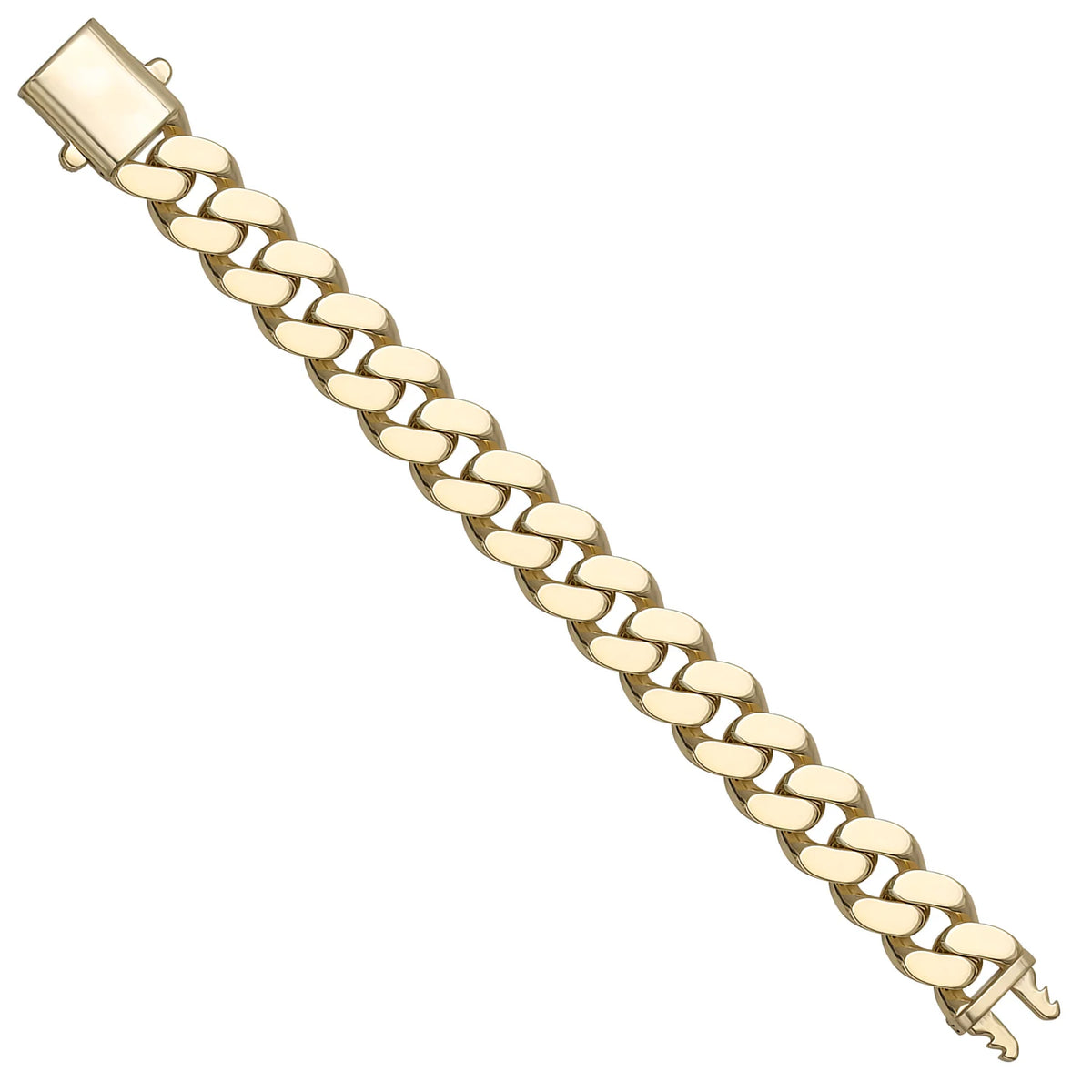 Solid gold curb bracelet, 25.55 g — shown at an angle across the frame.