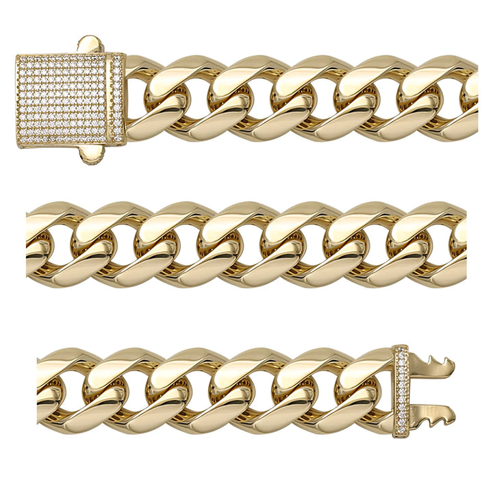 Solid gold curb bracelet, 27.70 g — shown in three rows across the frame.