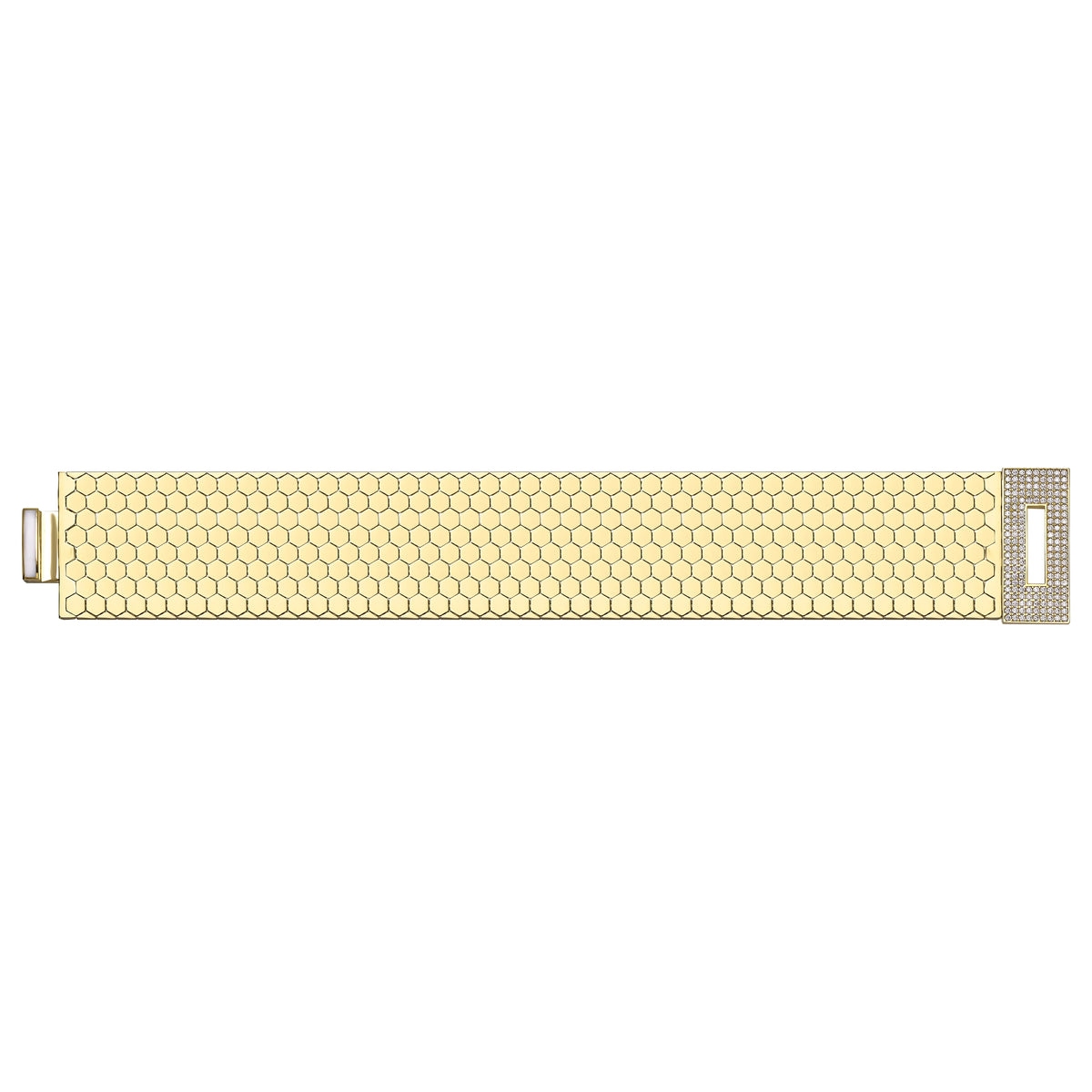 Solid gold honeycomb bracelet, 74.30 g — shown square on a plain background.
