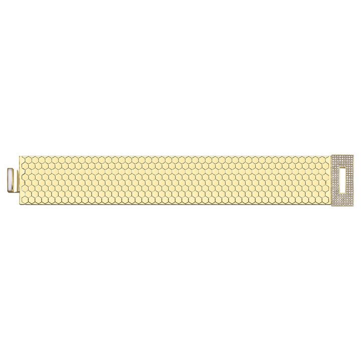Solid gold honeycomb bracelet, 74.30 g — shown square on a plain background.