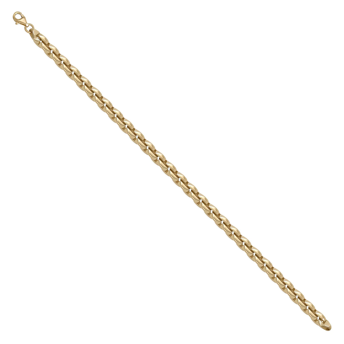 Solid gold fancy link bracelet, 6.65 g — shown at an angle across the frame.