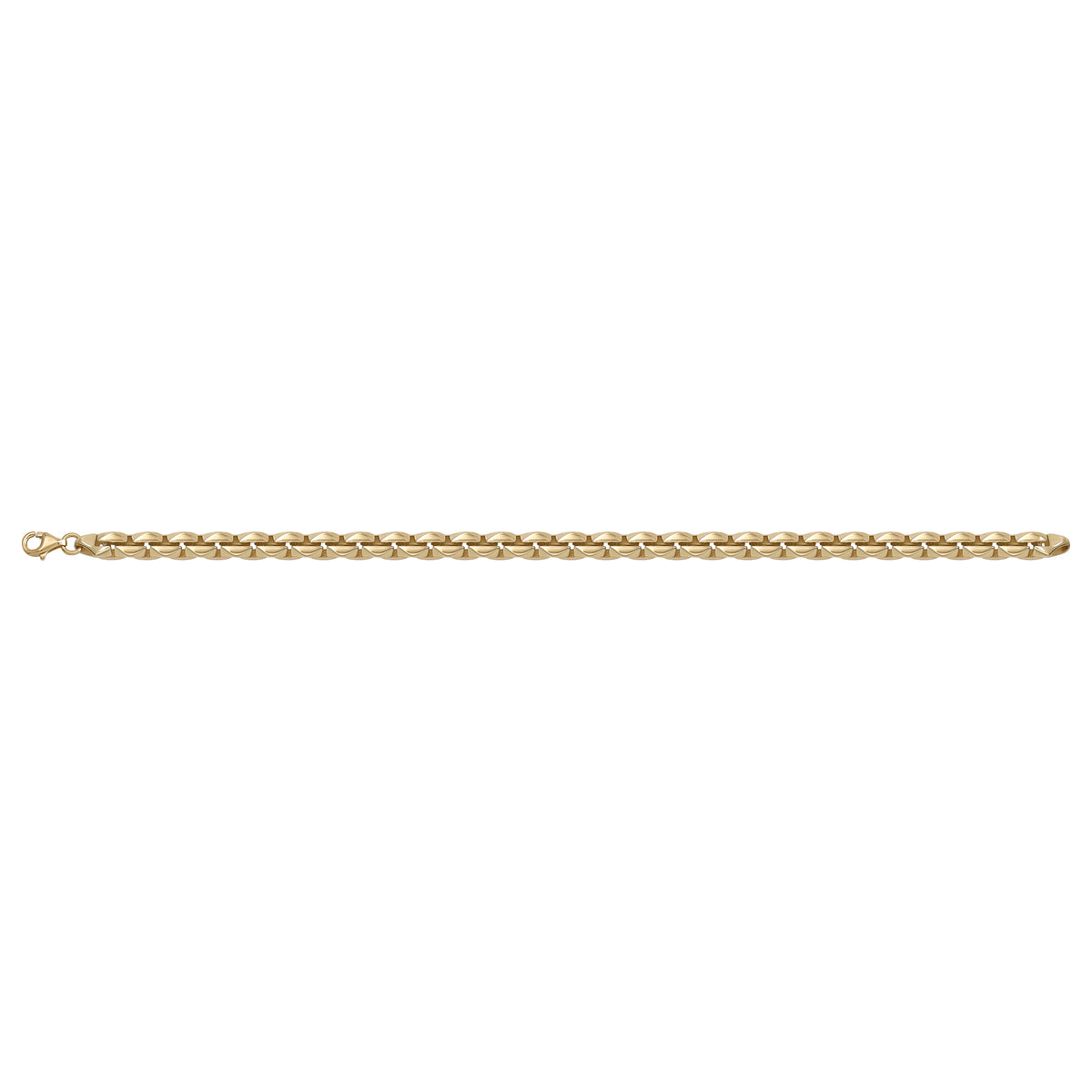 Solid gold fancy link bracelet, 6.65 g — shown square on a plain background.