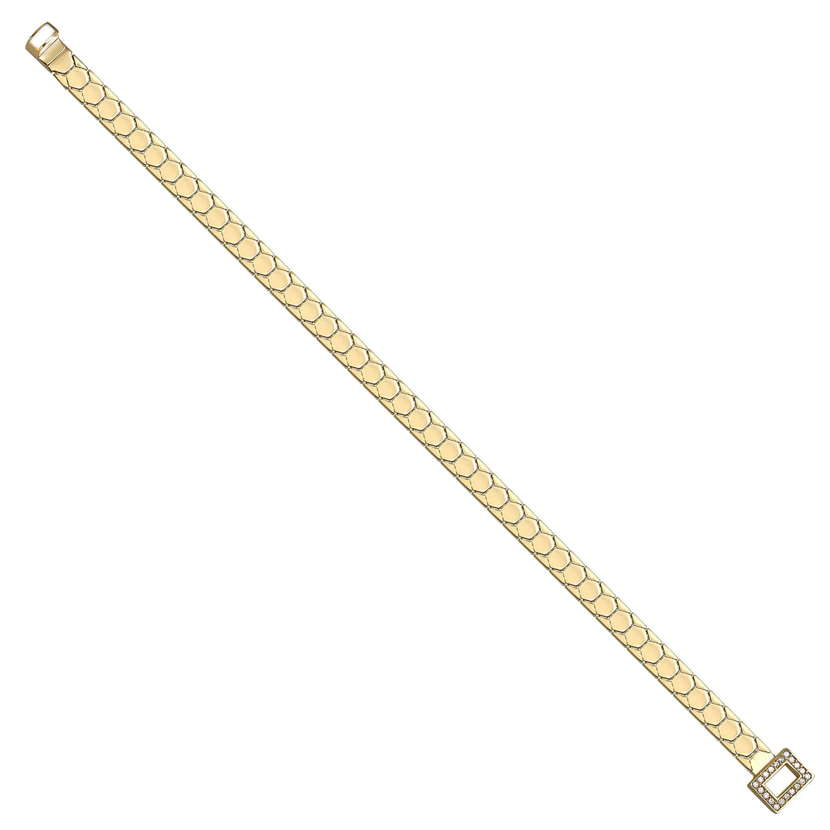 Solid gold honeycomb bracelet, 6.45 g — shown at an angle across the frame.