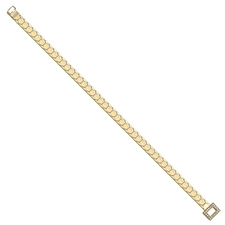 Solid gold honeycomb bracelet, 6.45 g — shown at an angle across the frame.